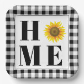 バッファローチェックひまわり"ホーム" ペーパープレート (正面)
