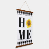 バッファローチェックひまわり"ホーム" 吊り下げ型タペストリー (傾斜あり)