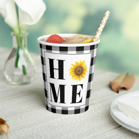 バッファローチェックひまわり"ホーム" 紙コップ (インサイチュ)