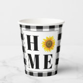 バッファローチェックひまわり"ホーム" 紙コップ (正面)