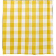 バッファローチェックイエローマスタードシャワーカーテン