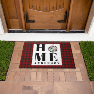 バッファローチェックオーナメント「ホームパーソナライズされた」 ドアマット