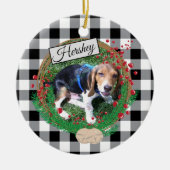 バッファローチェックカスタムドッグラウンドオーナメント セラミックオーナメント (正面)