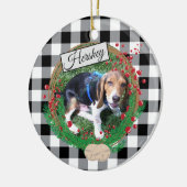 バッファローチェックカスタムドッグラウンドオーナメント セラミックオーナメント (左)