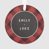 バッファローチェックカップル初めてのクリスマス オーナメント (裏面)