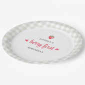 バッファローチェックガールのベリーの最初の誕生日パーティー ペーパープレート (アングル)