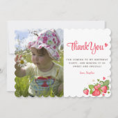 バッファローチェックガールズベリーファースト誕生日写真 サンキューカード (正面)