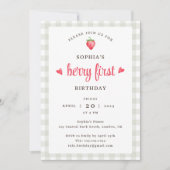 バッファローチェックガールズベリーファースト誕生日 招待状 (正面)