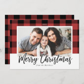 バッファローチェッククリスマスのフォトカード シーズンカード (正面/裏面)