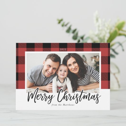 バッファローチェッククリスマスのフォトカード シーズンカード (スタンド正面)