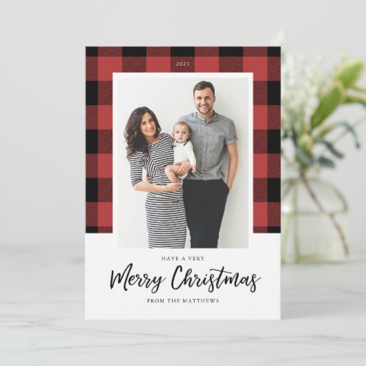 バッファローチェッククリスマスのフォトカード シーズンカード (スタンド正面)