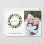 バッファローチェッククリスマスコットンリースファミリーフォト シーズンカード (正面)