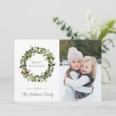 バッファローチェッククリスマスコットンリースファミリーフォト シーズンカード (スタンド正面)