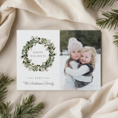 バッファローチェッククリスマスコットンリースファミリーフォト シーズンカード