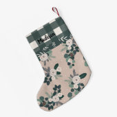 バッファローチェックジンガム名ハンターグリーンフローラ スモールクリスマスストッキング (裏面 (吊り時))