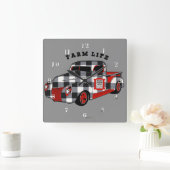 バッファローチェックトラック スクエア壁時計 (ホーム)