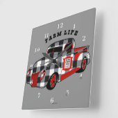 バッファローチェックトラック スクエア壁時計 (傾斜)