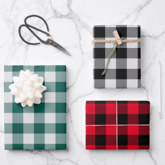バッファローチェックパターン装飾用クッション ラッピングペーパーシート (正面)