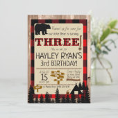 バッファローチェックフランネルリトルベア3rd誕生日 招待状 (スタンド正面)