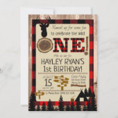 バッファローチェックフランネルワイルドワンディアファースト誕生日 招待状 (正面)