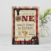 バッファローチェックフランネルワイルドワンディアファースト誕生日 招待状 (スタンド正面)