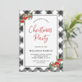 バッファローチェックブラック&ホワイトカスタムクリスマスパーティー 招待状 (スタンド正面)