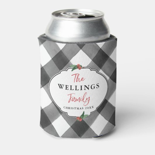 バッファローチェックブラック&ホワイトクリスマスパーティー日付 缶クーラー (缶裏面)