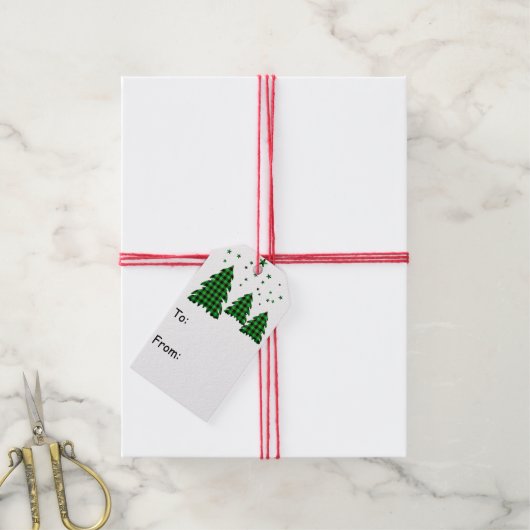 バッファローチェックプレイドクリスマスクリスマスホリデー ギフトタグ (より糸付き)