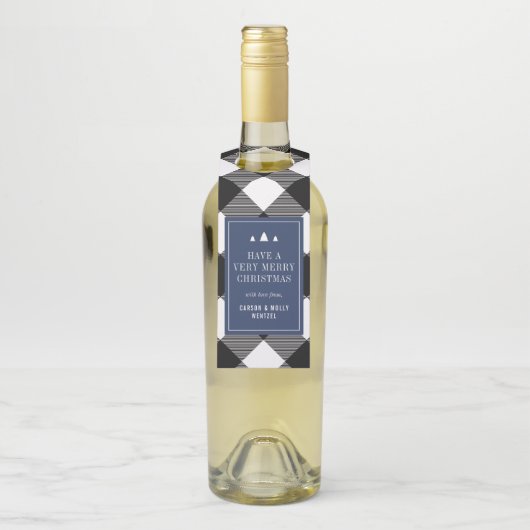 バッファローチェックプレイドクリスマスプレゼントパーソナライズされたギフト ボトルネックタグ (ボトル)