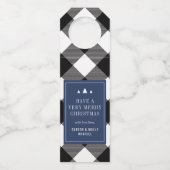 バッファローチェックプレイドクリスマスプレゼントパーソナライズされたギフト ボトルネックタグ (正面)