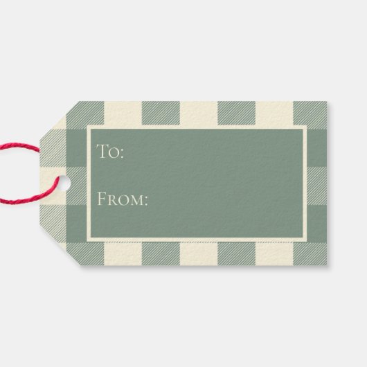 バッファローチェックプレイドグリーンギンガムホリデーギフトラベル ギフトタグ (裏面横)