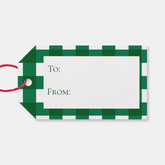 バッファローチェックプレイドグリーンホリデーギフトラベル ギフトタグ (裏面横)