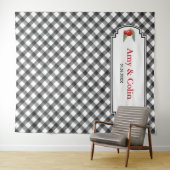 バッファローチェックプレイドブラック&ホワイトウェディングシャワー タペストリー (インサイチュ(横))