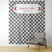 バッファローチェックプレイドブラック&ホワイトウェディングシャワー タペストリー (インサイチュ)