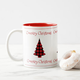 バッファローチェックプレイドホリデーカントリークリスマスツー ツートーンマグカップ