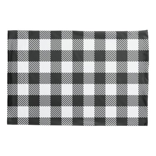 バッファローチェックプレイド白黒 枕カバー (裏面)