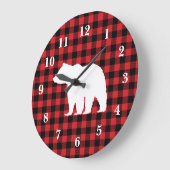 バッファローチェックベアワイルドネスキャビン装飾用クッション ラージ壁時計 (傾斜)