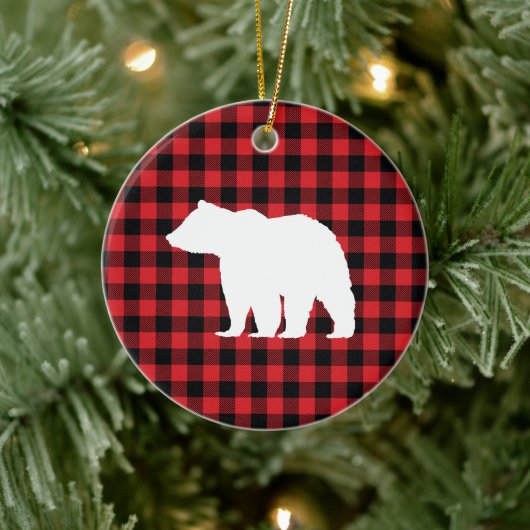 バッファローチェックベアーウィルダネスキャビン セラミックオーナメント (ツリー)