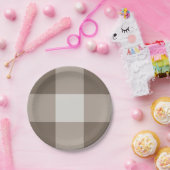 バッファローチェックベージュクリームアイボリーギンガム ペーパープレート (パーティー)