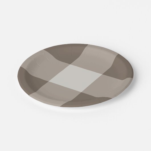 バッファローチェックベージュクリームアイボリーギンガム ペーパープレート (アングル)