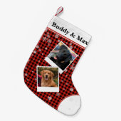 バッファローチェックペットクリパーソナライズされたスマスストッキング スモールクリスマスストッキング (正面 (吊り時))
