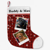 バッファローチェックペットクリパーソナライズされたスマスストッキング スモールクリスマスストッキング (正面)