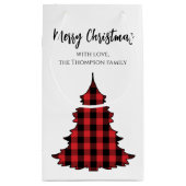 バッファローチェックメリークリスマスカスタム スモールペーパーバッグ (裏面)
