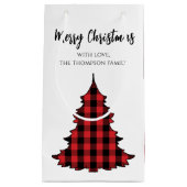 バッファローチェックメリークリスマスカスタム スモールペーパーバッグ (正面)
