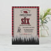 バッファローチェックランバージャックボーイの6誕生日 招待状 (スタンド正面)