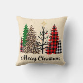 バッファローチェックレオパードプリントベアパインクリスマス クッション (裏面)
