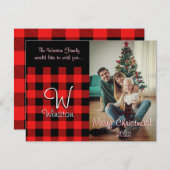 バッファローチェックレッドプレイドクリスマスカード ノートカード (正面/裏面)