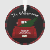 バッファローチェックヴィンテージトラックパーソナライズされた オーナメント (裏面)