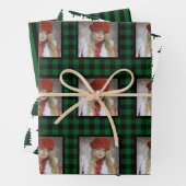 バッファローチェック写真クリスマス ラッピングペーパーシート (インサイチュ)