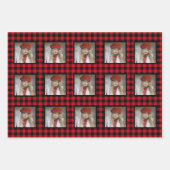 バッファローチェック写真クリスマス ラッピングペーパーシート (正面)